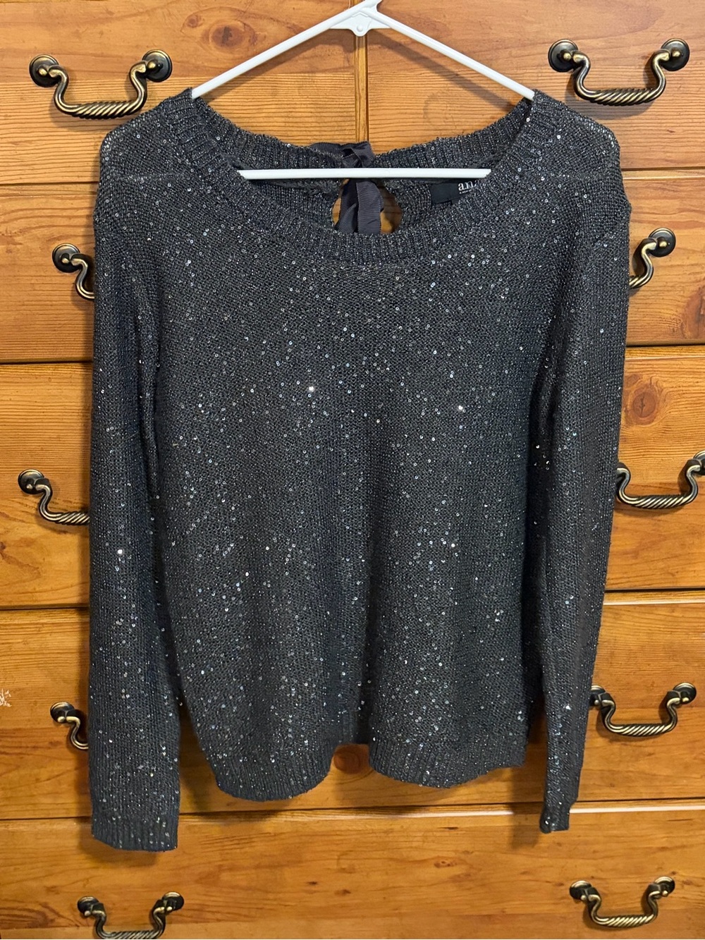 a.n.a Dark Gray Sequin Crewneck Sweater